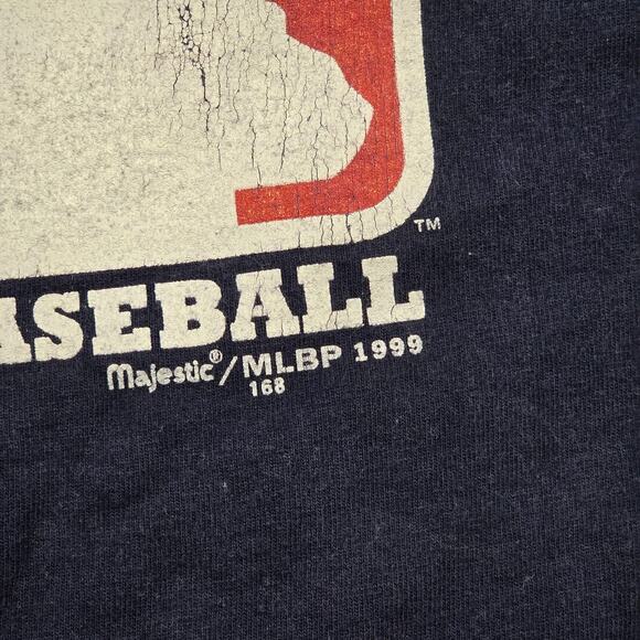 Vintage New York Yankees T Shirt Mens XL Navy MLB Baseball Majestic 1999 90s - Picture 7 of 12